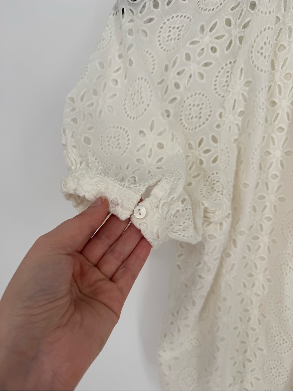 Cleobella Kate Blouse Small White Eyelet Puff Sleeve - Picture 7 of 10